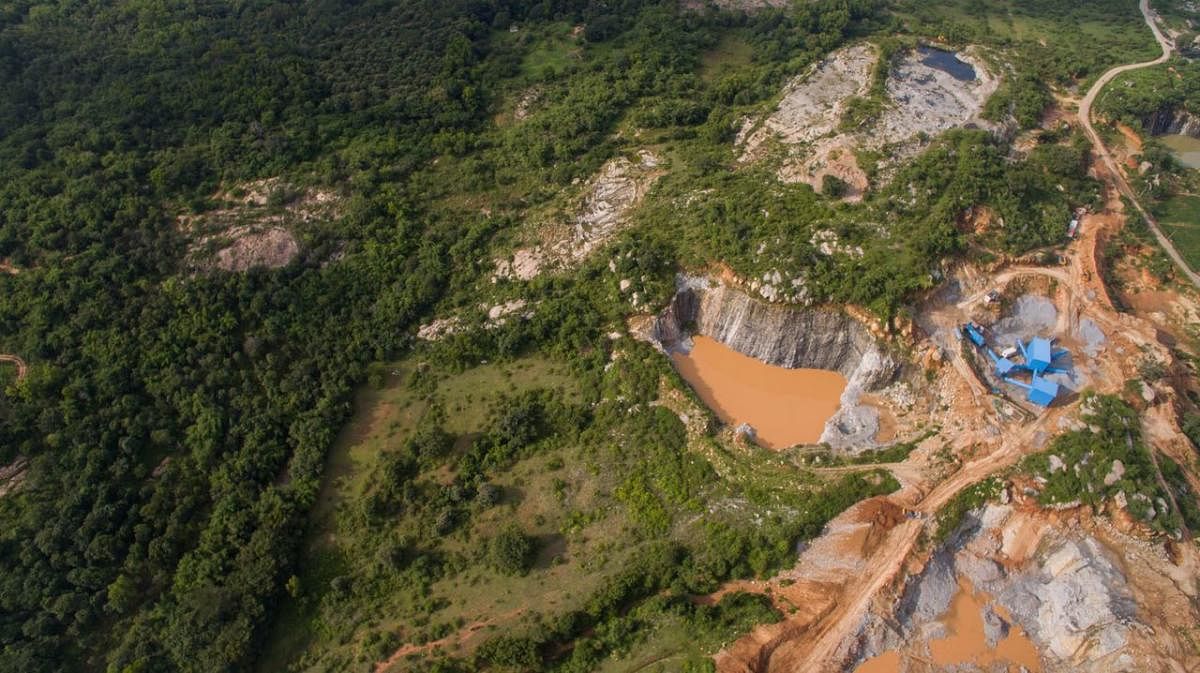 A stone quarry at Bannerghatta National Park, Bengaluru.