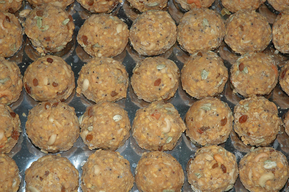 The unique taste and aroma of the Tirupathi laddus are reportedly attributed to the quality ghee being used in its preparation. dh photo