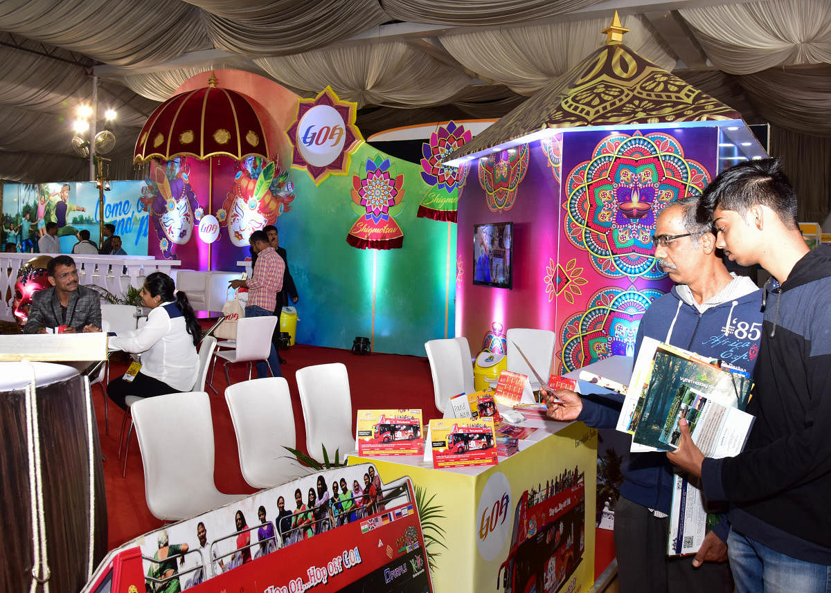 Visitors at the Goa pavilion at the Travel and Tourism Exhibition in Bengaluru on Friday. PHOTO/ B H SHIVAKUMAR