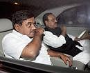 NCP leader RR Patil and Chagan Bhujbal comes out of Party Supremo Sharad Pawar's residence after a party meeting over formation of govt in Maharashtra