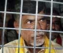 TDP supremo N Chadrababu Naidu being taken away in a police vehicle after he was taken into preventive custody with 70 other politicians when they tried to visit the Babhali dam in Maharashtra, in Nanded on Friday. PTI