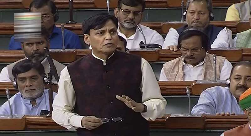 Minister of State for Home Nityanand Rai speaks in the Lok Sabha during the Budget Session of Parliament, in New Delhi. (PTI Photo)