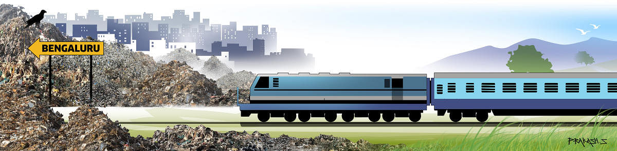 Garbage city and train_illustration