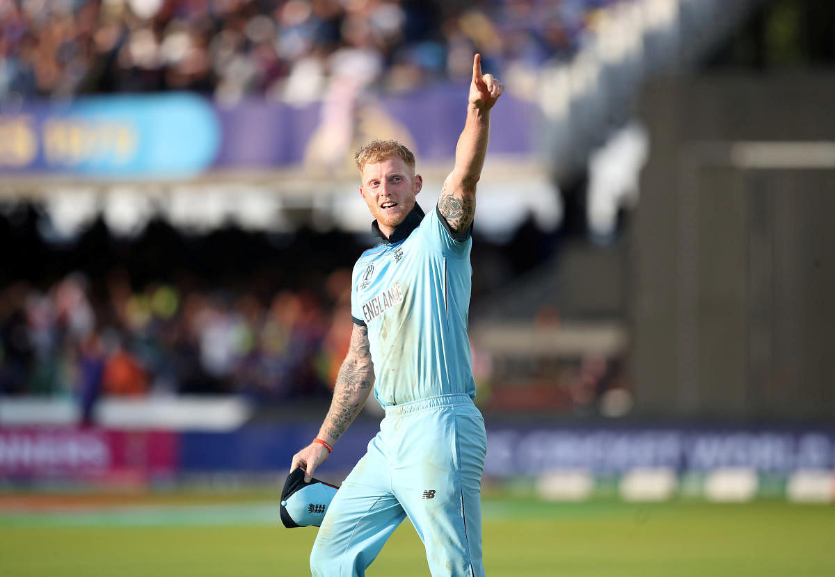 England's Ben Stokes celebrates winning the World Cup. Photo credit: Reuters