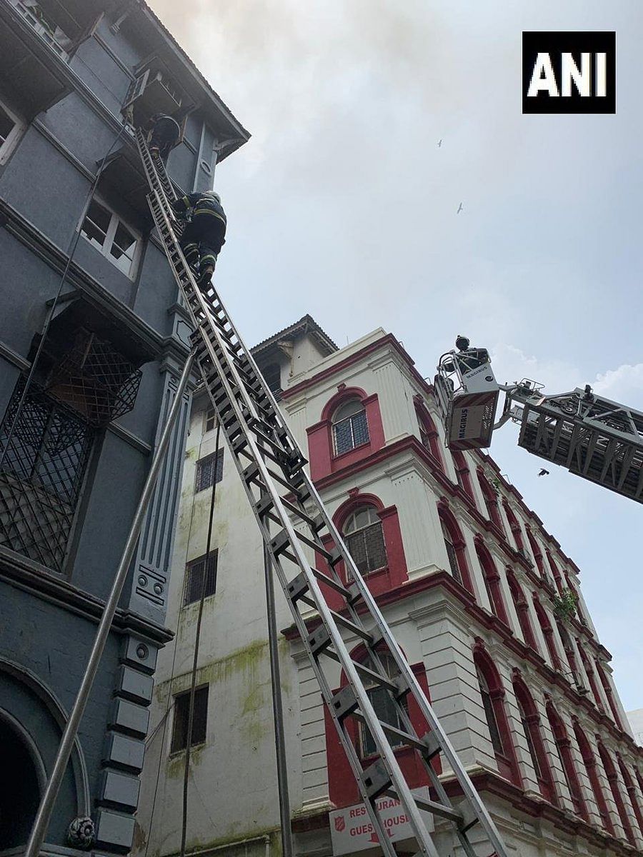 Fire breaks out on a building 3rd floor of Churchill Chamber building on Merryweather Road. (ANI Twitter)