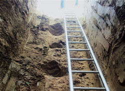 An inside view of the tunnel discovered between Pakistan and India in Samba sector of Jammu and Kashmir on Saturday. The 400-mt long tunnel dug up for cross border infiltration caved in after rains. PTI