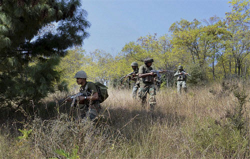 Army jawans during a search operation to flush out militants in Keran Sector of Jammu and Kashmir. PTI file Photo