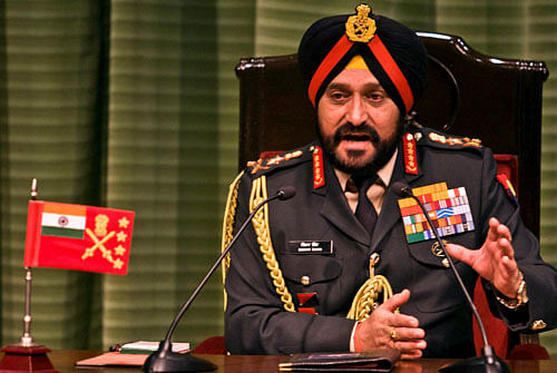 Army Chief Gen. Bikram Singh addressing a press conference in New Delhi. PTI Image