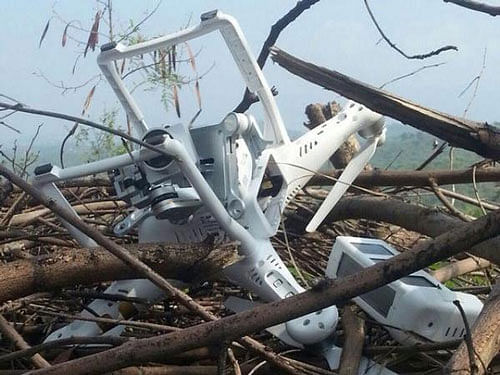 Shot down drone in Pakistan. Picture courtesy Twitter