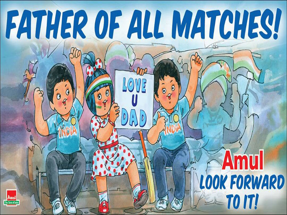 Amul shared the image to celebrate both Father's Day and the India-Pak final.