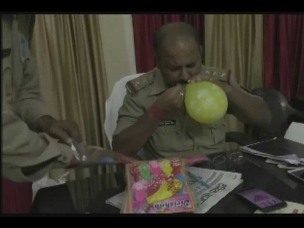 The balloons were being sold from a provision store near the Govind Nagar police station, Station House Officer (SHO) Amit Singh said. Image Courtesy: ANI/Twitter