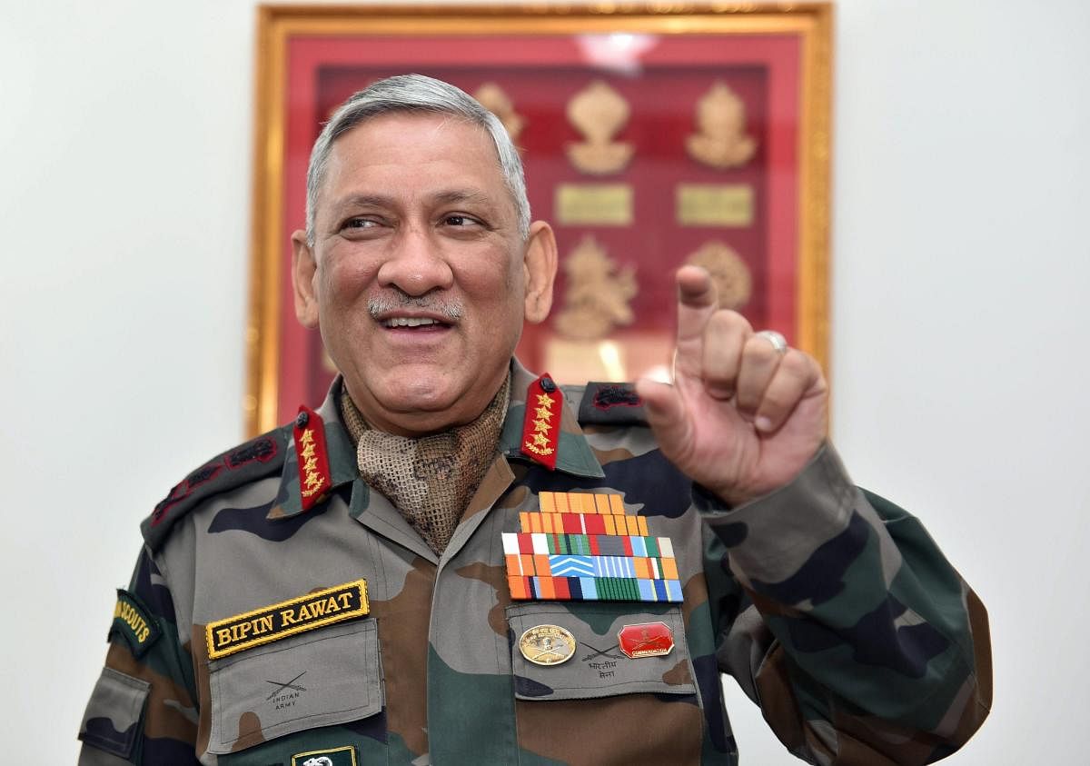 Army Chief Gen Bipin Rawat during an interview with PTI at his residence in New Delhi on Saturday. PTI Photo