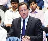 British prime Minister, David Cameron addressing the employees at Infosys campus during his visit to Bangalore on Wednesday. KPN