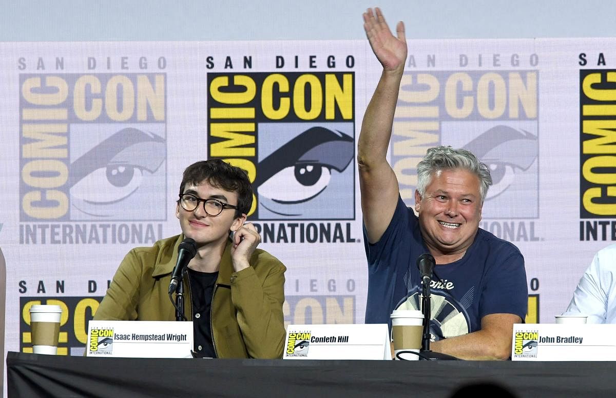 Isaac Hempstead Wright and Conleth Hill speak at the "Game Of Thrones" Panel (AFP Photo)