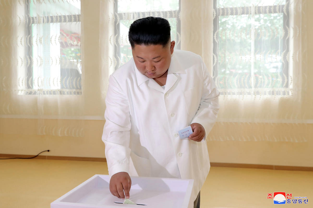 North Korean leader Kim Jong Un casts his vote in an election for deputies for local assemblies in Pyongyang, North Korea. (Reuters Photo)