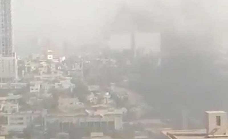 Smoke rises from the Chinese consulate after an attack by gunmen in Karachi, Pakistan, November 23, 2018 in this still image taken from a video obtained from social media. (Saqib Zia/via REUTERS)
