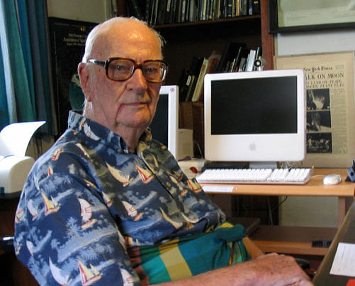 Sir Arthur C Clarke . Wikipedia Image.