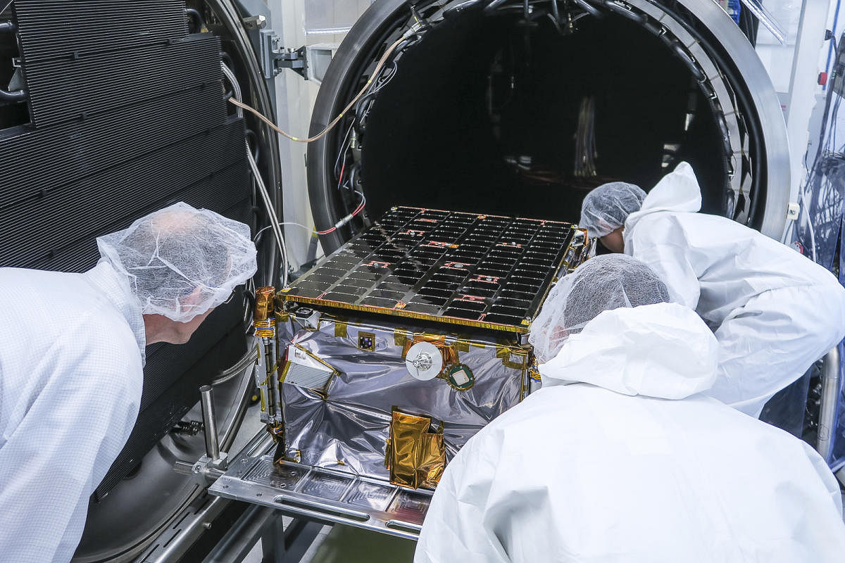 A photo of a satellite called Iceye-X1, which is the size of a suitcase and uses a technology known as synthetic aperture radar to map Earth's surface. PHOTO CREDIT: Iceye via NYT