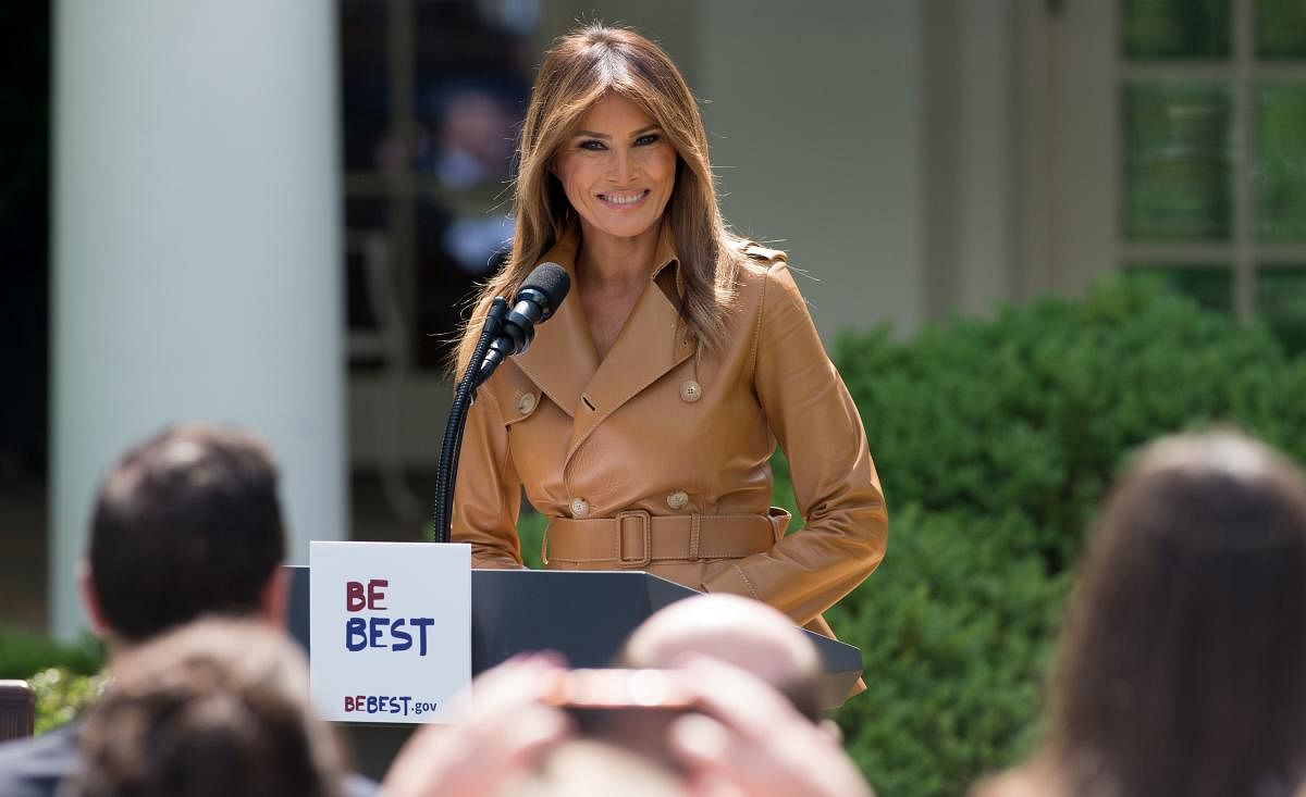 In this file photo taken on May 7, 2018 US First Lady Melania Trump announces her "Be Best" children's initiative in the Rose Garden of the White House in Washington, DC. AFP photo
