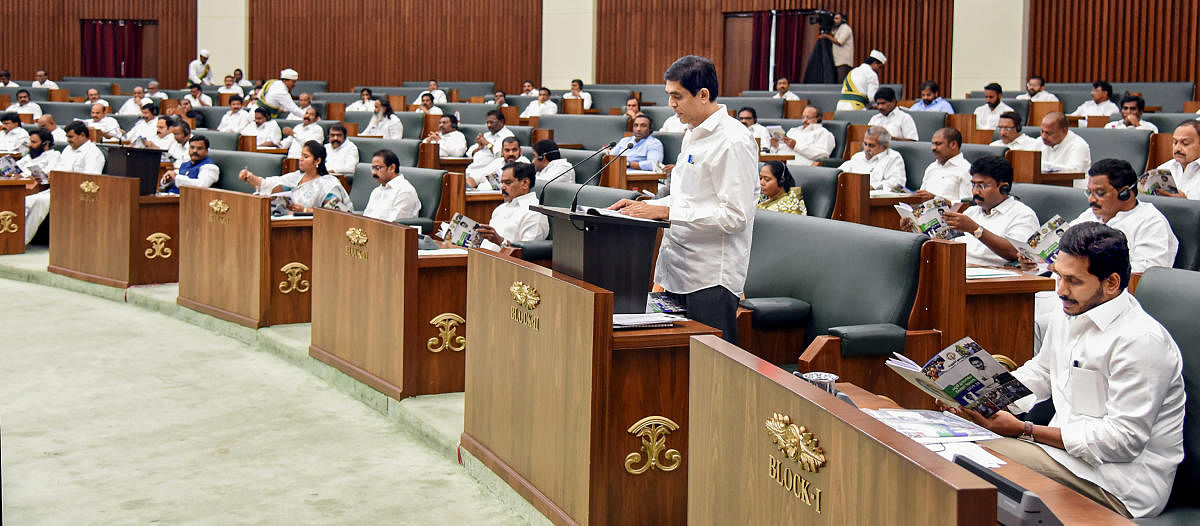 The three, K Atchannaidu, Gorantla Butchaiah Chowdary and Nimmala Ramanaidu, who are deputy leaders of TDP in the assembly, have been suspended from the House for the rest of the Budget session. (File Photo/PTI)