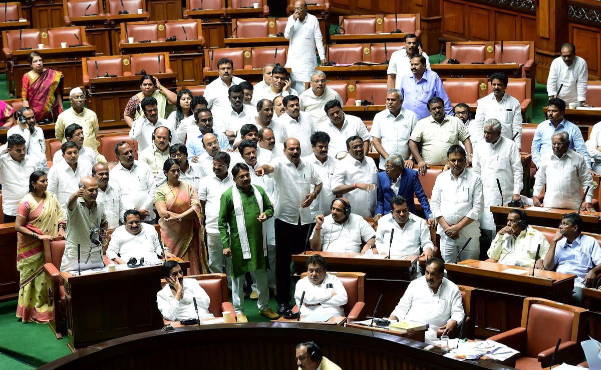 The Karnataka Assembly has witnessed an intense battle between BJP and the ruling Congress-JD(S) coalition. Photo credit: PTI