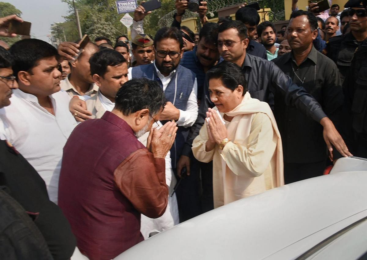 File photo of Ram Govind Chaudhary(L) with BSP supremo Mayawati. Photo credit: PTI