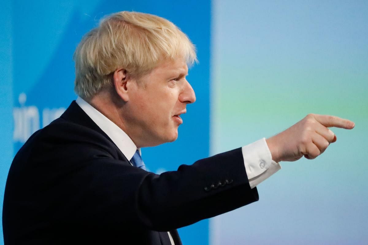 New Conservative Party leader and incoming prime minister Boris Johnson gives a speech at an event to announce the winner of the Conservative Party leadership contest in central London on July 23, 2019. (Photo by AFP)