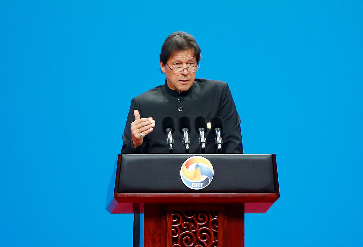 Pakistani Prime Minister Imran Khan delivers a speech at the opening ceremony for the second Belt and Road Forum in Beijing. (REUTERS File Photo)