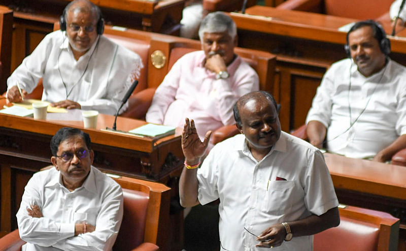 Kumaraswamy, in his reply to the confidence motion, said the BJP will face backlash from within soon after incoming chief minister B S Yeddyurappa would form his Cabinet. (DH Photo)