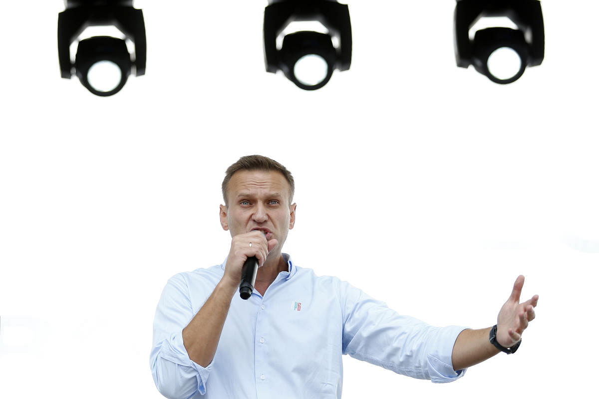 Russian opposition leader Alexei Navalny said he was arrested in an apparent move by the authorities to prevent a major protest rally this week. (AFP Photo)