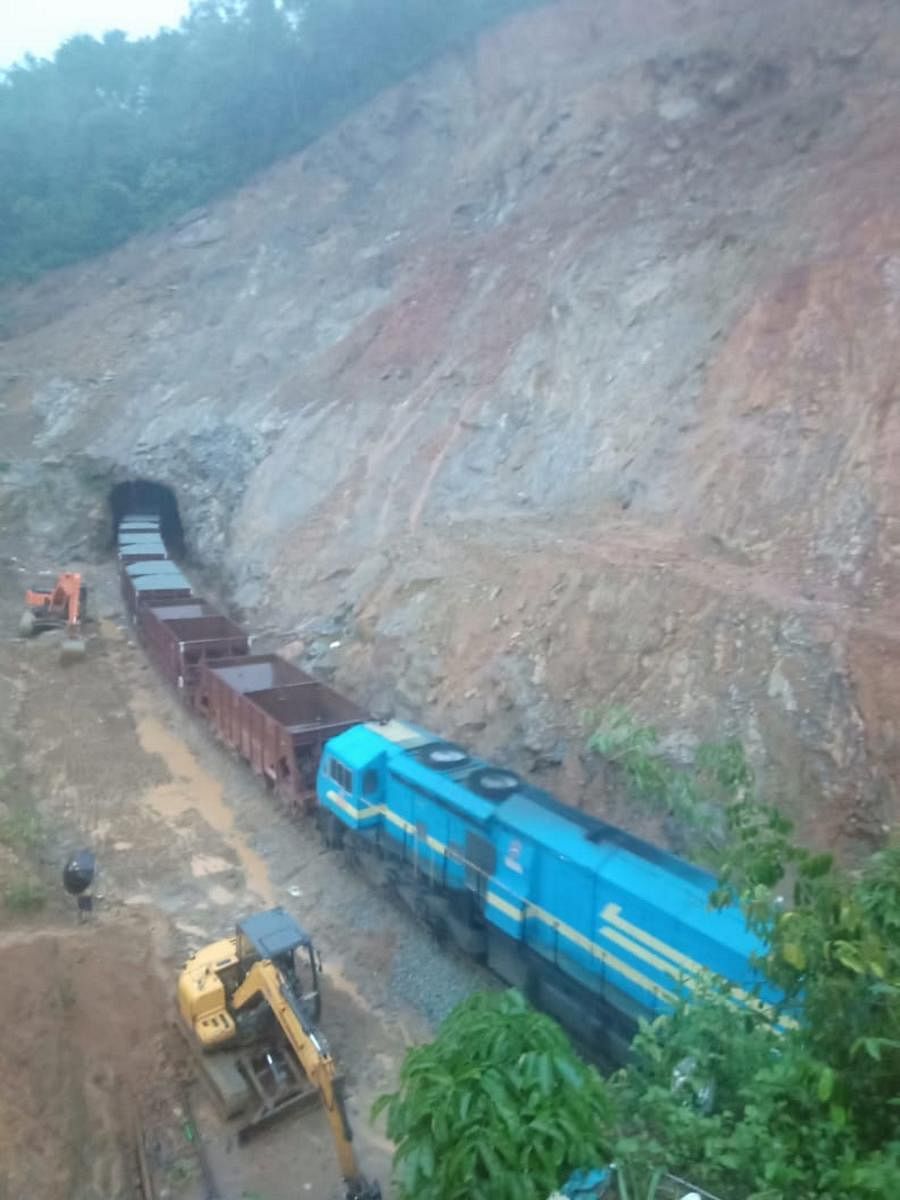 An empty goods train was made to run on the restored track near Siribagilu on Sakleshpura-Subrahmanya Road Ghat section on Thursday before allowing passenger trains on the section.