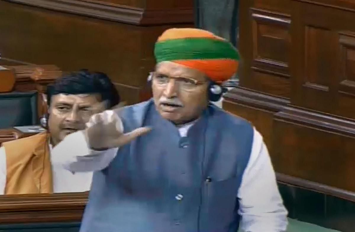 New Delhi: Union Minister Arjun Ram Meghwal speaks in the Lok Sabha during the Budget Session of Parliament, in New Delhi. (PTI Photo)