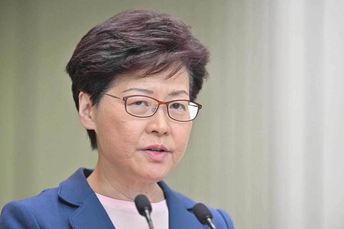 Chief Executive Carrie Lam holds a press conference at the government headquarters in Hong Kong on July 9, 2019. AFP