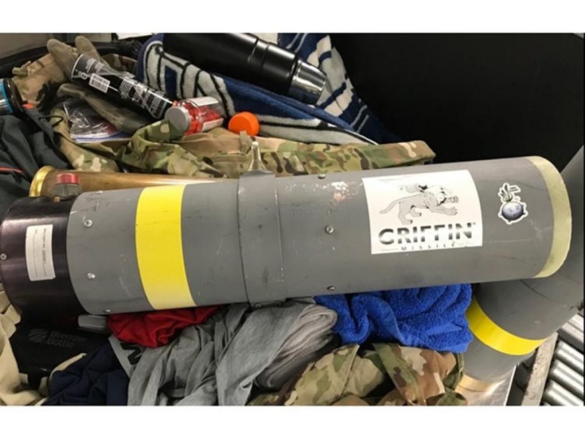 A missile launcher discovered by TSA agents at a security screening at Baltimore/Washington International airport (AFP Photo)