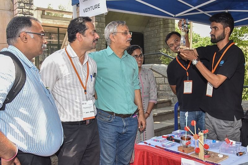 Students experiment being demonstrating to visitors at Social Startup Santhe as the part of Social Ventures Incubation programme organised by NSRCEL at IIM Bengaluru. (File Photo)