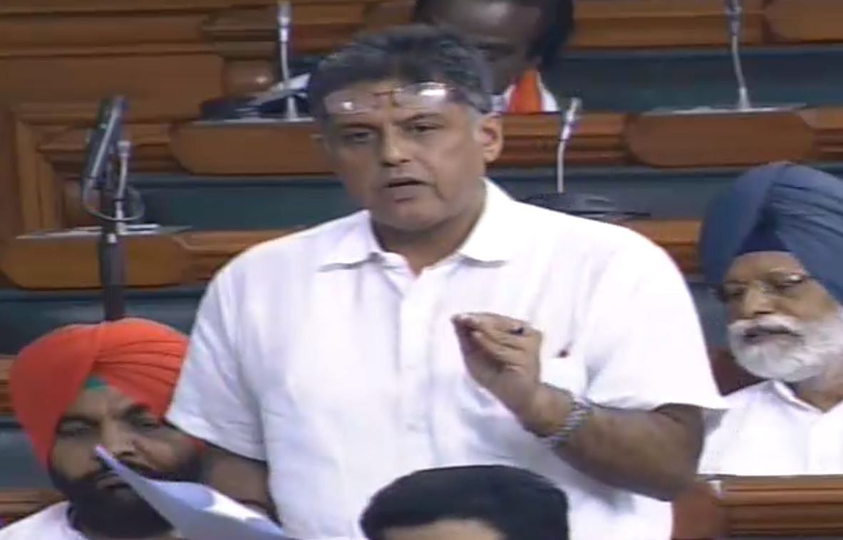 Congress MP Manish Tewari drew the attention of the House to the purported letter by the deceased businessman. (LSTV/Videograb)