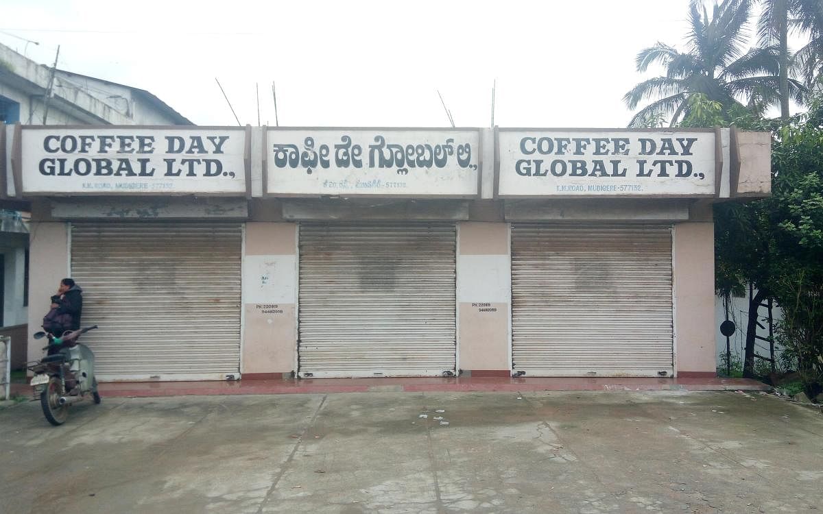 The business establishments of Coffee Day Global Ltd were shut in Mudigere taluk after entrepreneur V G Siddhartha went missing.