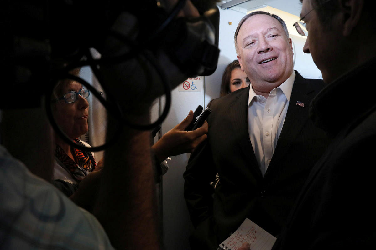  We're working hard with the Indian government to provide them with opportunities to grow their economy as well," Pompeo told reporters accompanying him on a tour to the Indo-pacific region (Reuters Photo)