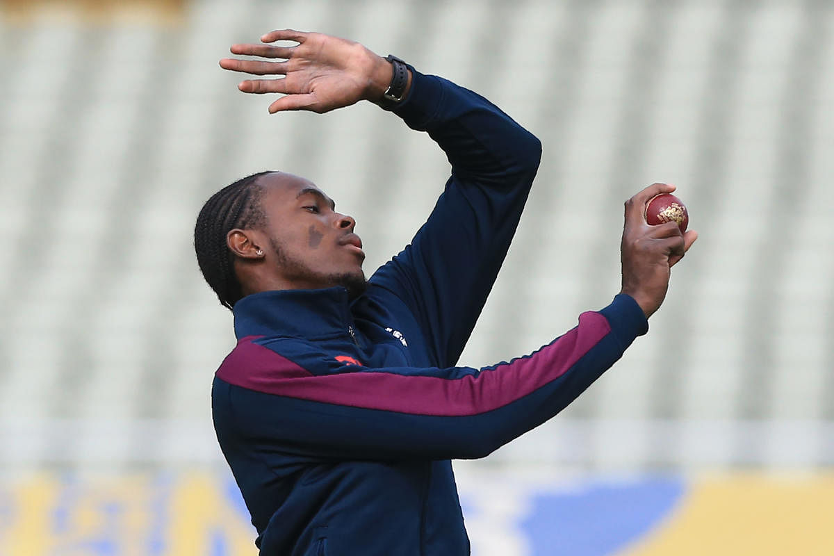 Jofra Archer will miss the first Ashes test due to a side strain. Photo credit: AFP