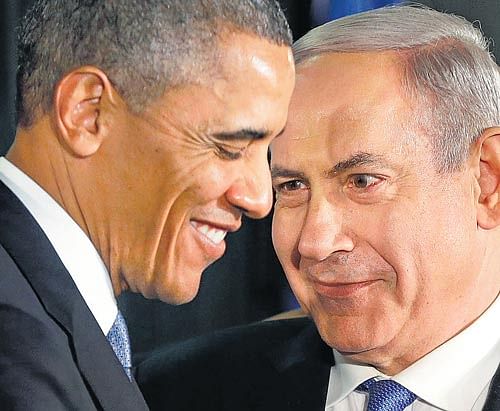 ROCKY RELATIONSHIP: Obama says the US will do whatever it takes to "prevent Iran fromobtaining a nuclearweapon." While Netanyahu is saying that Iran must be stopped fromgetting the "capability" thatwould allowit to becomea "threshold nuclear state." AP