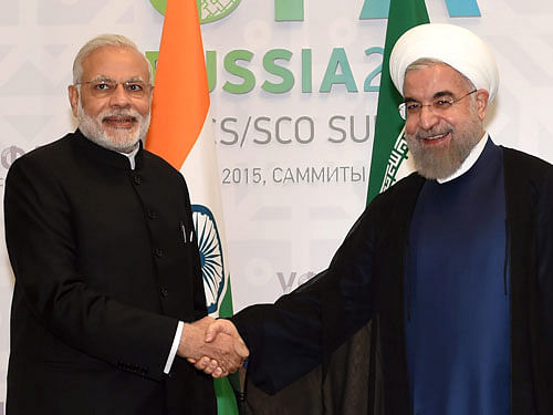 Prime Minister Narendra Modi with Iranian President Hassan Rouhani