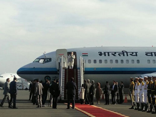 Prime Minister Narendra Modi arrives in Mehrabad International Airport. Photo courtesy: Narendra Modi Twitter