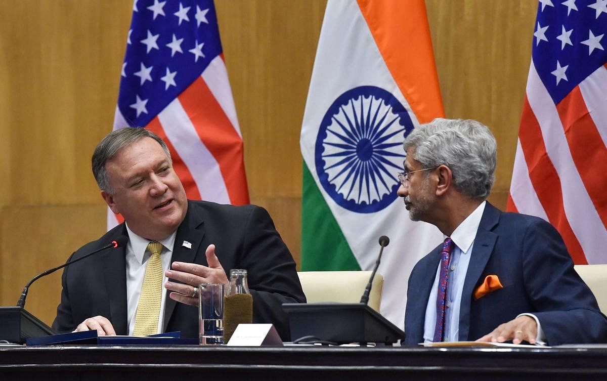 External Affairs Minister S Jaishankar and US Secretary of State Mike Pompeo during their joint press conference following a meeting, in New Delhi, Wednesday, June 26, 2019. PTI
