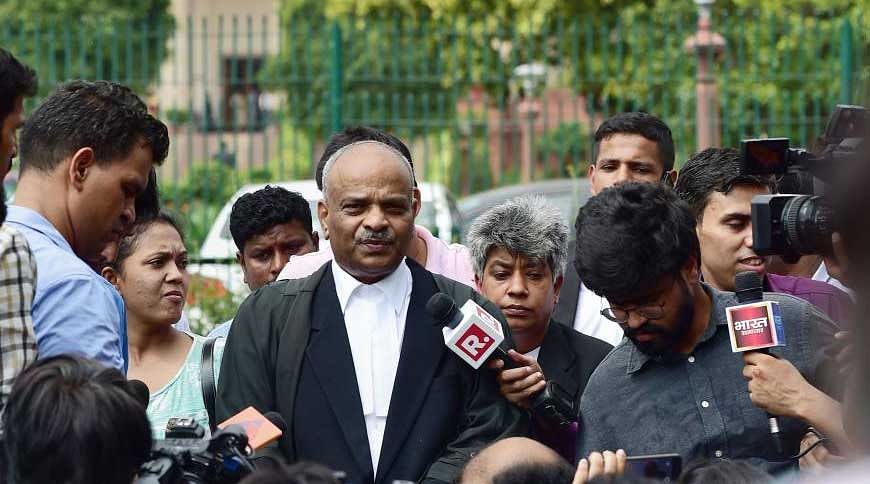  D Ramakrishna Reddy, the family advocate of the Unnao rape-survivor, speaks to the media after the case hearing, in New Delhi, Thursday. PTI photo