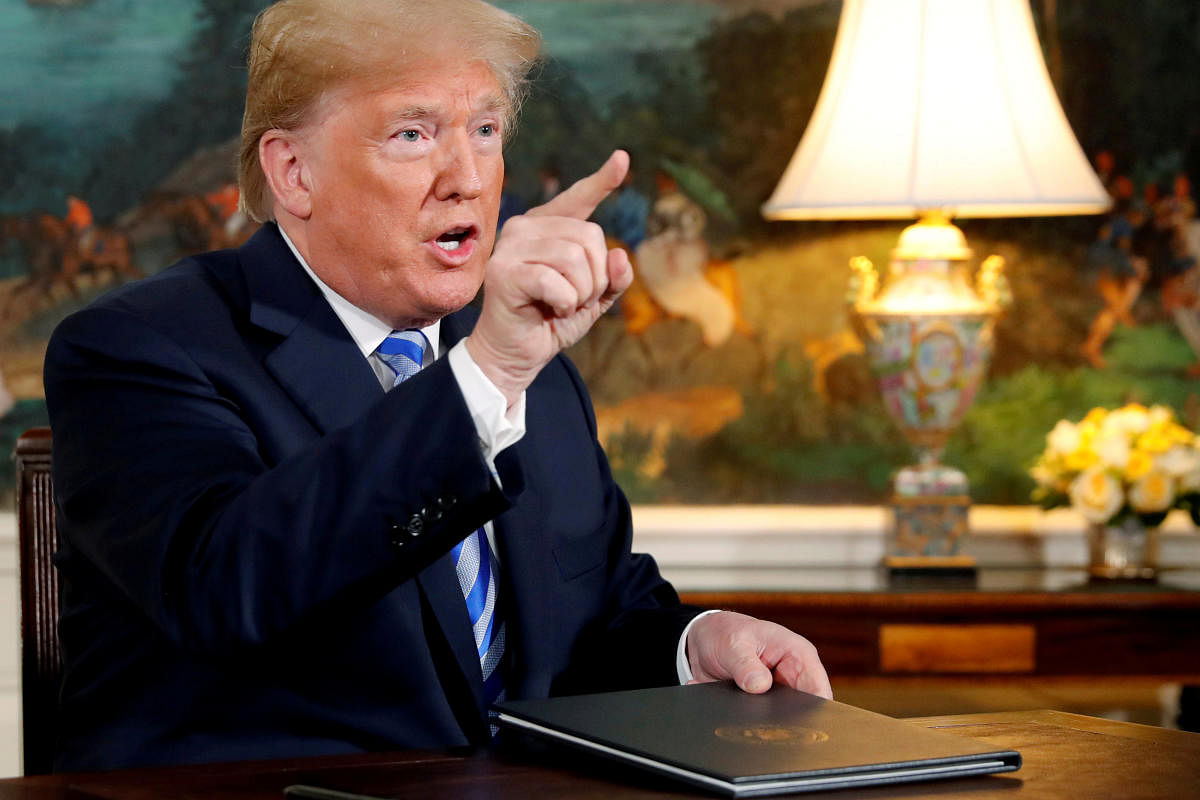 US President Donald Trump on Tuesday said that sanctions reimposed on Iran were the "most biting ever" as he warned other countries from doing business with Tehran. Reuters file photo