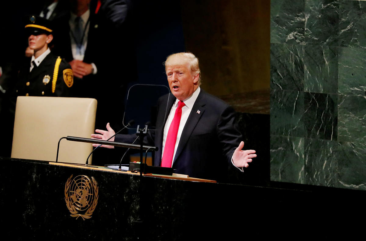 US President Donald Trump addresses the 73rd session of the United Nations General Assembly at UN headquarters in New York on September 25, 2018. Reuters