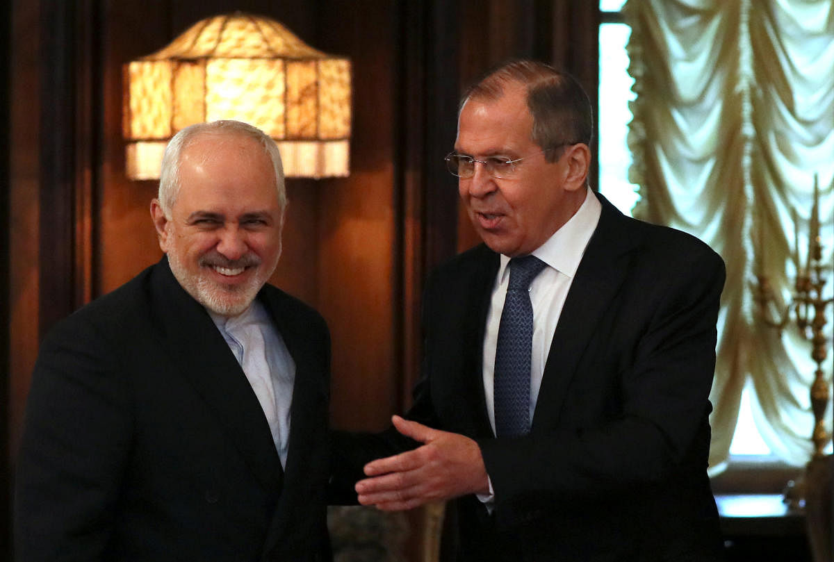 Russian Foreign Minister Sergei Lavrov meets with his Iranian counterpart Mohammad Javad Zarif in Moscow, Russia May 8, 2019. REUTERS