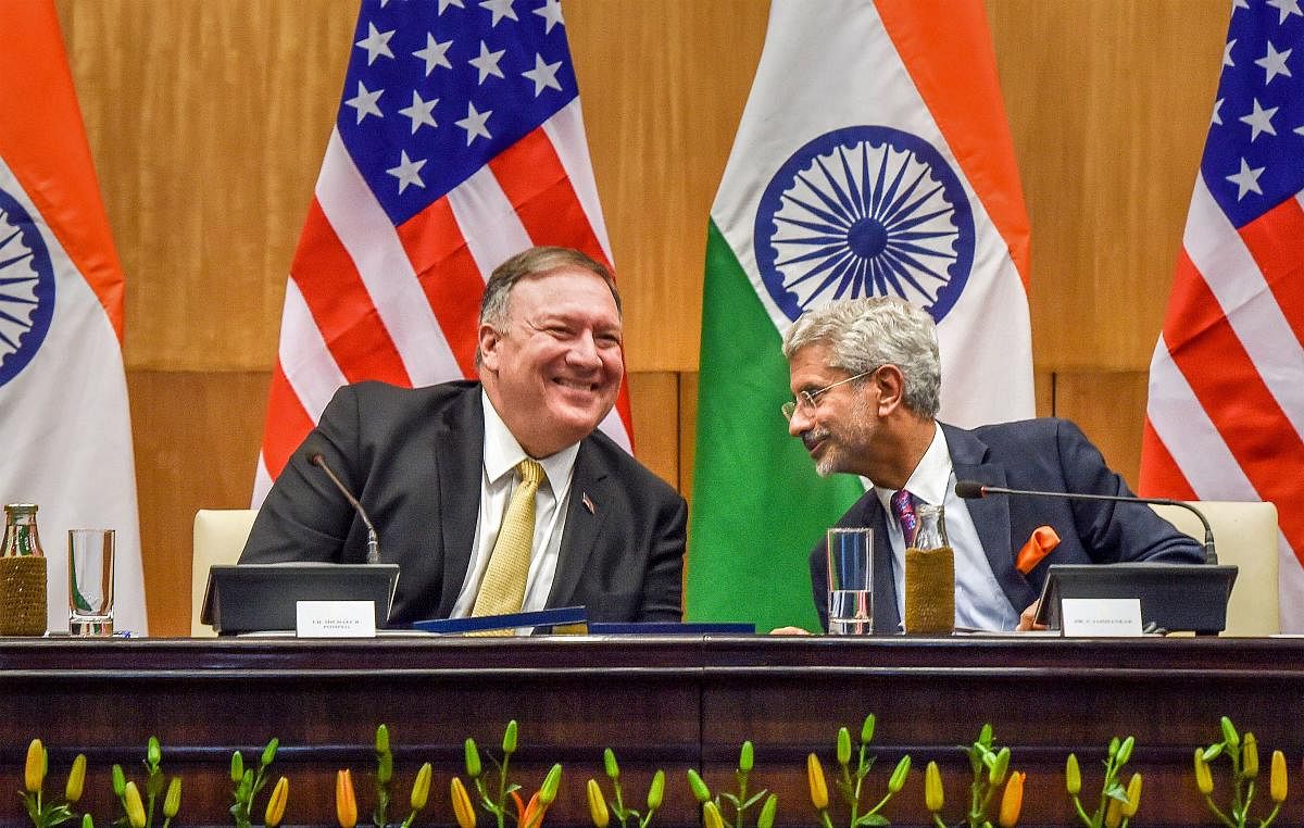 External Affairs Minister S Jaishankar and US Secretary of State Mike Pompeo during their joint press conference following a meeting, in New Delhi on June 26, 2019. PTI