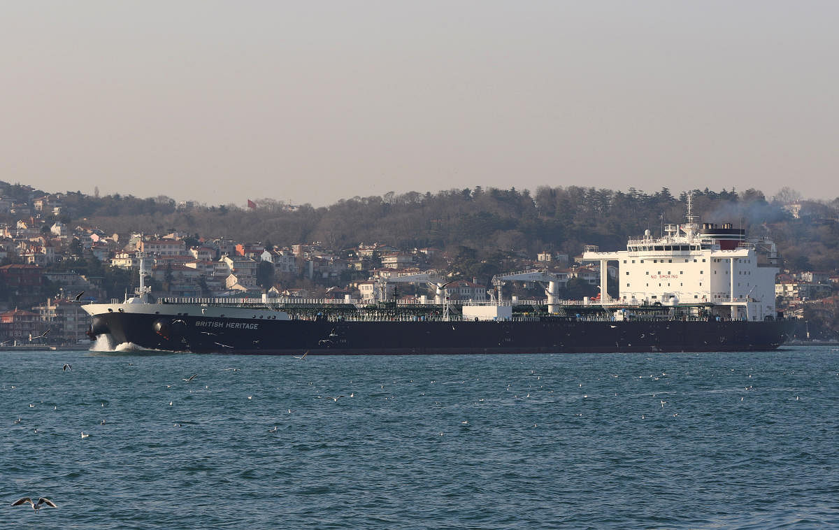 Oil tanker British Heritage sails in the Bosphorus, on its way to the Black Sea, in Istanbul. Reuters photo