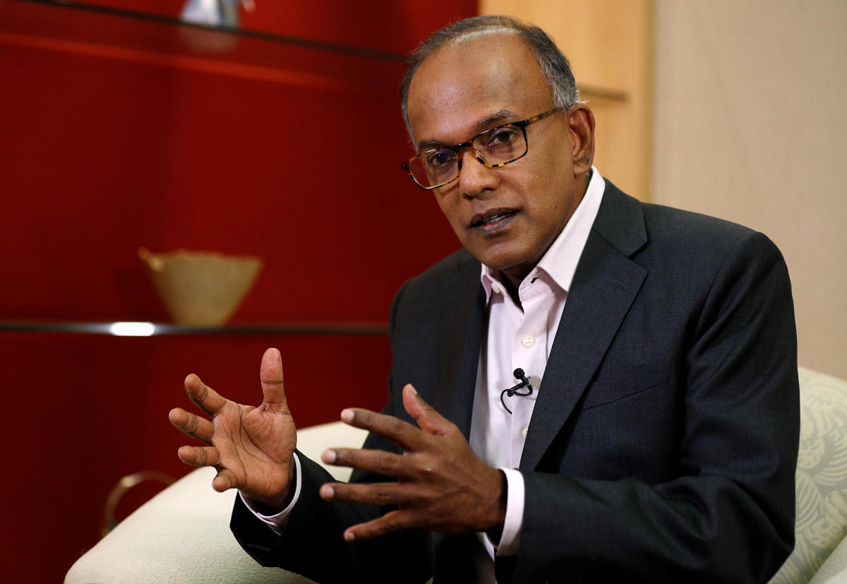 Singapore's Law Minister K. Shanmugam speaks to Reuters in Singapore July 31, 2019. (Photo by REUTERS)